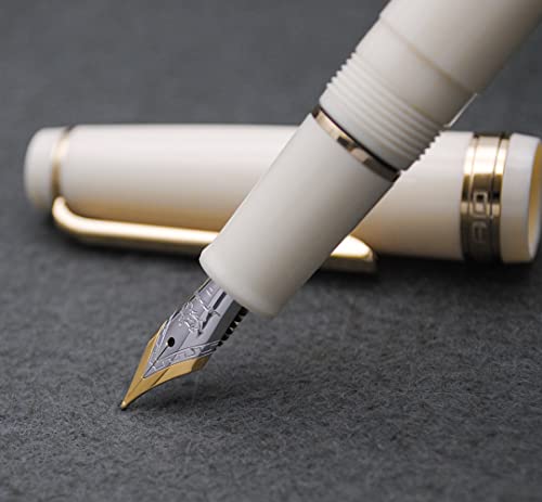 JINHAO 82 Fountain Pen with Gold Clip (F Nib 0.5mm, Ivory White) - color: Ivory White