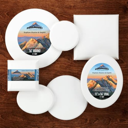 Paramount Contour Convex Profile Stretched Canvas,16x20 Oval Canvas, 5 Pack, 3/4" Deep - Double Primed for Oil, Acrylic, and Mixed Media Art - 100% Cotton Duck Medium Texture - size: 16x20"