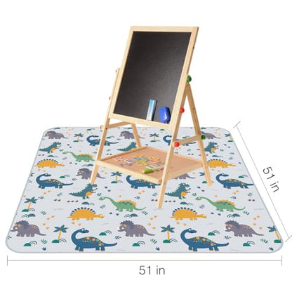 Splat Floor Mat for Under High Chair/Arts/Crafts by CLCROBD, 51" Waterproof Anti-Slip Food Splash Spill Mess Mat, Washable Portable Picnic Mat and Table Cloth - color: Dinosaur