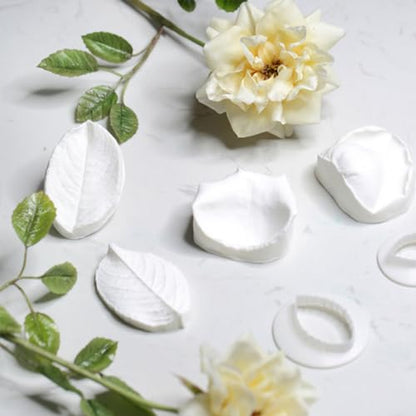 KALAIEN 31Pcs Austin Rose Cutter Set Rose Petals Silicone Fondant Mould Veining Petal Sugar Flower Making Tool - color: Austin Rose Cutter Set(31pcs)