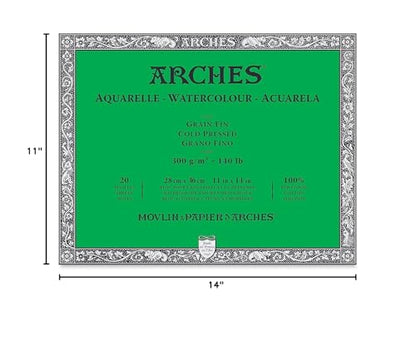 Arches Watercolor Paper Block, Cold Press, 11" x 14", 140 Pound - size: 11"x14", style: Cold Press