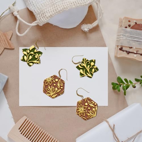 CHGCRAFT 16 Pcs Plants Flowers Pattern Polymer Clay Texture Sheet Rubber Clay Texture Mat for Polymer Clay Making Earrings Jewelry DIY Crafts 4 × 2.5 Inch - style: Flowers Fruits