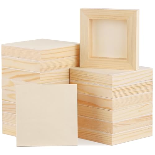 Aodaer 16 Pack Wood Panels 4 x 4 Inch Wooden Panels Canvas Unfinished Craft Wood Boards Panels for Art Crafts Acrylic and Oil Painting Pouring DIY Projects - size: 4 x 4 Inch