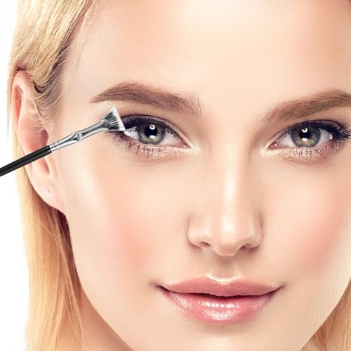 3pcs Mascara Fan Brush, Folding Angle Scalloped Lash Brush Eyelash Eyebrow Brush Fan Shaped Eyelash Brush Lash Wand Brushes Eyelash Comb Separator for Makeup Tools