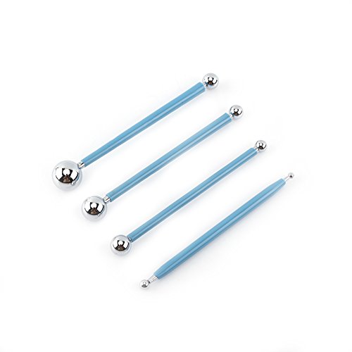 4PCS Modeling Ball Tools, Fondant Dotting Tools, Clay Sculpting Tool Set, Double Ended, for DIY Ball Modeling