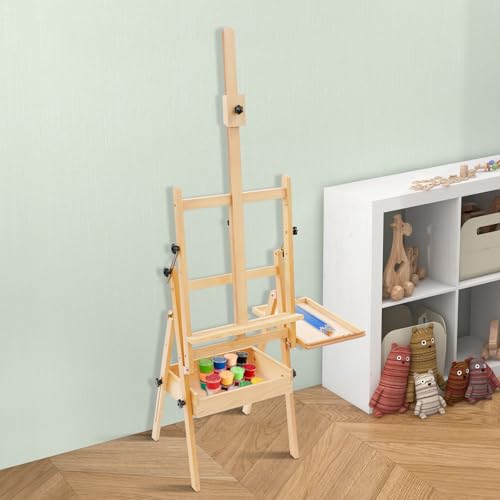 French Easel, Plein Air Painting Easel, Foldable H-Frame Easel Stand for Painting Adult, Studio Art Beech Wood Easel, All-in-One Art Painting Kit for Artists, Beginners, Holder up to 36''