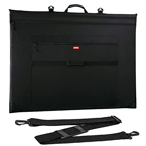 Nicpro Light Weight Art Portfolio Bag, 32 x 42 Extra Large Art Portfolio Case with Detachable Shoulder Strap, Leather Corners, Carrying Storage Case for Artwork, Canvas, Poster, Sketching, and Drawing - size: 32 x 42 inches