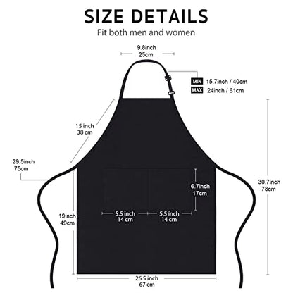 4 Packs Chef Apron, Black Waterproof Apron, Adjustable Aprons with 2 Pockets for Men Women, Professional Aprons for Kitchen Cooking Gardening Painting Baking Restaurant (Black) - color: Black