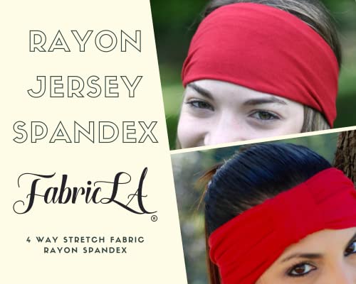 FabricLA Rayon Jersey Spandex Fabric by The Yard | Knit Spandex Fabric | 60" Wide - 240GSM | 4 Way Stretch Fabric | Soft Stretchy Fabric Material for Sewing, Clothing, Apparel, Tshirts | 1 Yard - Red - color: Red, size: 1 Yard Pre Cut