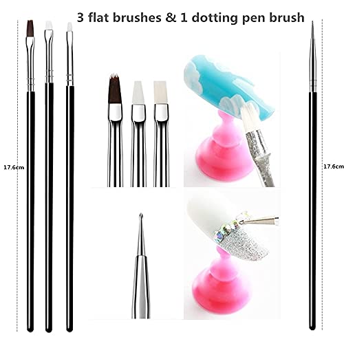 FULINJOY 20PCS Nail Art Design Tools, 15PCS Painting Brushes Set (Black) with 5PCS Dotting Pens - color: 20pcs - black