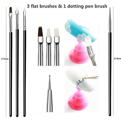 FULINJOY 20PCS Nail Art Design Tools, 15PCS Painting Brushes Set (Black) with 5PCS Dotting Pens - color: 20pcs - black
