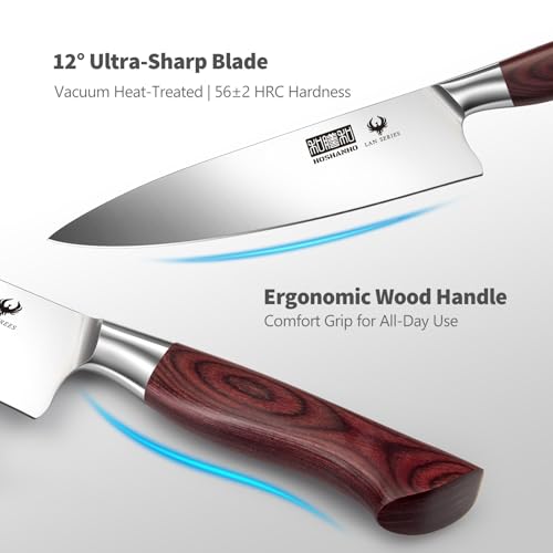 HOSHANHO 7-Piece Knife Set with Block - High-Carbon Stainless Steel Kitchen Knife, Ultra Sharp Professional Chef Knives with Sharpener - size: 7 Pieces Knife Set