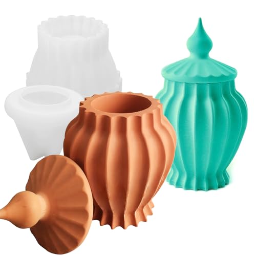 Wehous Vintage Jar Resin Mold with Lid Silicone Box Storage Container Mold for Epoxy Resin Casting Candle Vessels Candy Jewelry Trinket Makeup Holder Unique Concrete Cement Casting Craft Making Decor - color: Vintage Jar