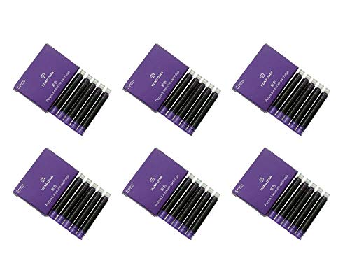 Asvine Hongdian Fountain Pen Purple Ink Cartridges, Set of 30 Refill Ink Cartridges, 3.4 mm Bore Diameter - color: Purple