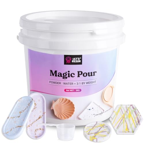 LET'S RESIN Resin Casting Powders 3000g, Fast Cured Casting Resin Kit for Beginners,20~30 Minutes De-Mold, Water Activated Plaster Powder Kit for Molds, Easy Mixing & Self Leveling - size: 3000g