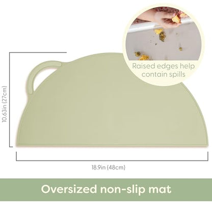 Upward Baby Silicone Suction Mat - Set of 3 Non Slip Silicone Mat - Baby Led Weaning - Kids Placemat for Dining Table High Chair - Toddler Feeding Supplies for Eating - Placemats for Restaurants - style: Gray/Beige/Green - 3pc