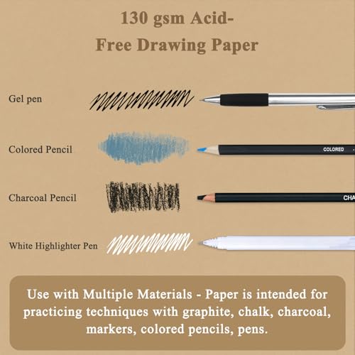 Fuxi Toned Tan Sketchbook, 2-Pack - 5.5" x 8.5" | 85lb/130gsm Toned Paper, 50 Sheets Per Pad. - color: Taned Tan