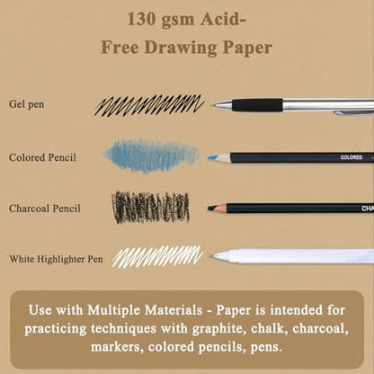 Fuxi Toned Tan Sketchbook, 2-Pack - 5.5" x 8.5" | 85lb/130gsm Toned Paper, 50 Sheets Per Pad. - color: Taned Tan