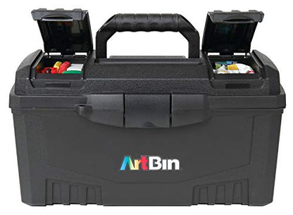ArtBin 6918AB Twin Top 17 inch Supply Box, Portable Art & Craft Supply Organizer with Handle, [1] Plastic Storage Case, Black - color: Black