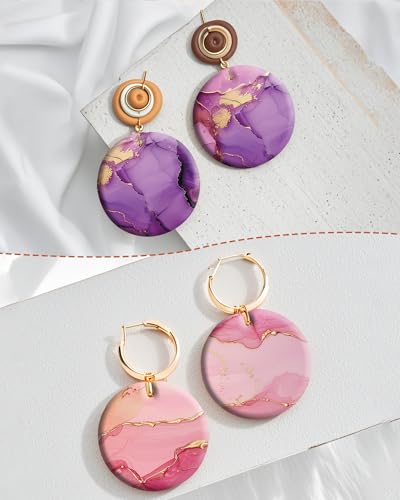 Abstract Polymer Clay Transfer Paper - 18 Pcs Fluid Marble Transfer Sheets for Polymer Clay Earrings Jewelry - color: pink marble