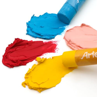 Artecho Neon Oil Pastels Set of 12 Colors (8 x 60 mm) | Soft Oil Pastels, For Art Painting, Drawing, Blending, For Artists, Beginners, Students, Teachers - style: 12 Neon Colors