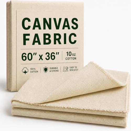 Canvas Fabric, Premium 10oz 100% Cotton Duck Canvas Fabric by The Yard, Canvas Material for Sewing, Upholstery, Tote Bags, Arts & Crafts & DIY Projects, 1 Yard (60 x 36 Inch) - size: 1 Yard（60×36 inchs）