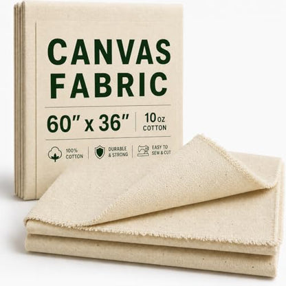 Canvas Fabric, Premium 10oz 100% Cotton Duck Canvas Fabric by The Yard, Canvas Material for Sewing, Upholstery, Tote Bags, Arts & Crafts & DIY Projects, 1 Yard (60 x 36 Inch) - size: 1 Yard（60×36 inchs）