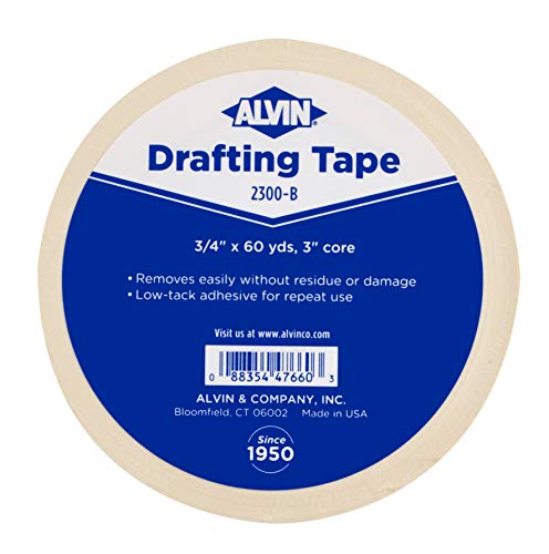 Alvin, 3/4 Inch Drafting Tape, Gentle Masking Tape for Painting, Ideal for Watercolors and Home Projects - 60 Yards - style: 60 Yards
