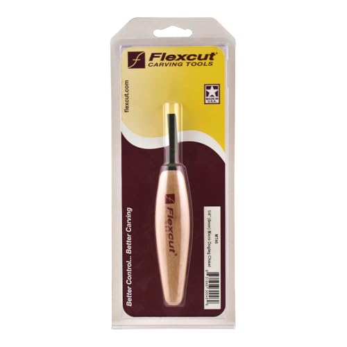 Flexcut Wood Carving Tools | Micro Dogleg Chisel | 1/4 Inch (6 mm) | 1095 High Carbon Steel Blade for Miniature and Fine Detail Work | Ergonomic Ash Hardwood Handle | MT46 | Made in the U.S.A.
