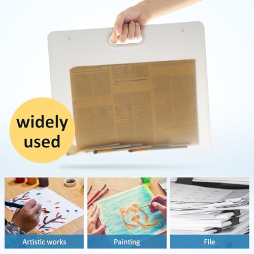 Art Portfolio Folder, Plastic Art Portfolio, Large Art Portfolio with Handles, Portfolio Folder for Artwork, Arts Storage Case for Drawing Sketch Photography Poster (17.32 x 13.98 inch) (Clear)
