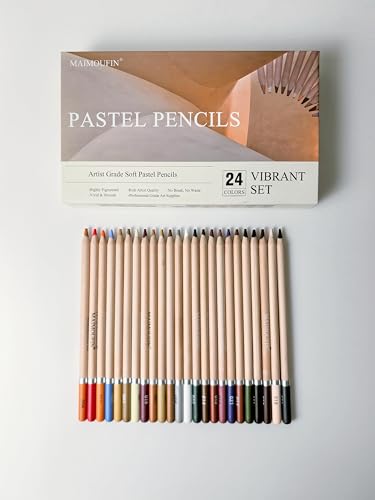 Soft Pastel Pencils 24 Colors Vibrant Drawing Pencil Set Professional Grade Pastels Art Supplies for Drawing Sketching Coloring (Not Oil-Based)(Brown) - color: Brown
