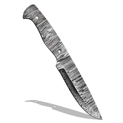 Custom Hand Forged Damascus Steel Blank Blade Knife Making Kit, Leather sheath, Pin, Scale, DIY Hunting, Camping Blade, Damascus Blade Billet Handmade, Knife Making Supply (BK-M) - color: BK-M