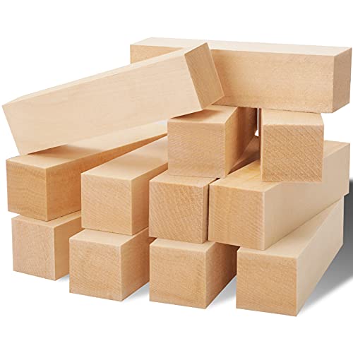 12 Pack Unfinished Basswood Carving Blocks Kit, Rectangular Wooden Blocks for DIY Carving, Crafting and Whittling for Adults Beginner and Experts(4 x 1 x 1 inch) - color: 12 packs 4 x 1 x 1 inch basswood, size: 4 inch