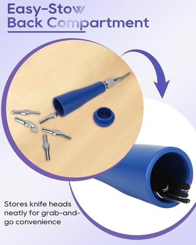 UCEC Linocut Carving Tools - Linoleum Cutter Kit with 6 Blades for Block Printing, Stamp Making Carving, Linocut Kit for Printmaking - Arts and Crafts Tools for Beginners, Adults, Artists(Blue) - color: 1pc Linoleum Knife(blue)