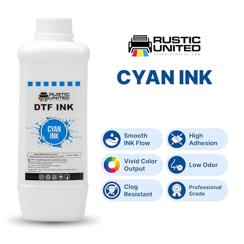 Premium Cyan DTF Ink Refill 1L / 34oz for Heat Transfer Printing, Compatible with Epson ET-8550, L1800, XP-15000, R1390, R2400, I3200, L800, P400, P800 Printers - color: Cyan, size: 1000ml