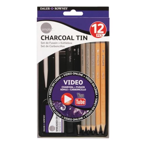 Daler-Rowney Simply... Charcoal Pencils Tin, 13 Piece