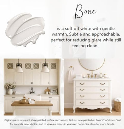 ALL-IN-ONE Paint by Heirloom Traditions, Bone (Off White), Gallon - Durable cabinet and furniture paint. Built in primer and top coat, no sanding needed. Includes our 30 featured color card. - color: Bone, size: 128 Fl Oz (Pack of 1)