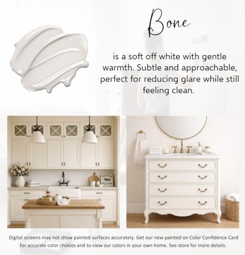 ALL-IN-ONE Paint by Heirloom Traditions, Bone (Off White), 8oz Sample - Durable cabinet and furniture paint. Built in primer and top coat, no sanding needed. Includes our 30 featured color card. - color: Bone, size: 8 Fl Oz (Pack of 1)