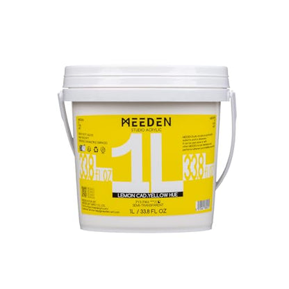MEEDEN Lemon Yellow Acrylic Paint: 1 L /33.8 oz Heavy Body Gloss Non-Toxic - Thick Art Paints for Canvas Crafts Wood Metal Pumpkin Wall - color: Lemon Cad Yellow Hue - 1L