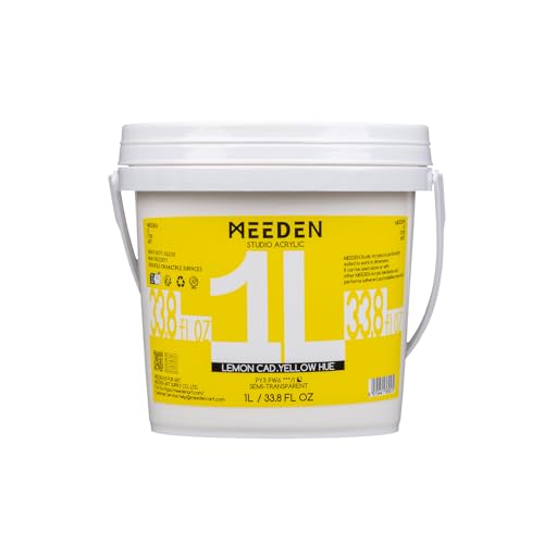 MEEDEN Lemon Yellow Acrylic Paint: 1 L /33.8 oz Heavy Body Gloss Non-Toxic - Thick Art Paints for Canvas Crafts Wood Metal Pumpkin Wall - color: Lemon Cad Yellow Hue - 1L