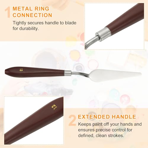 HARFINGTON 2pcs Palette Knife Painting Tool 3.35" x 0.94" Stainless Steel Art Spatula Pallet Knives Scrapers Tools with Plastic Handle for Acrylic Oil Canvas Mixing Spreading, Red/Silver - size: 3.35" x 0.94"