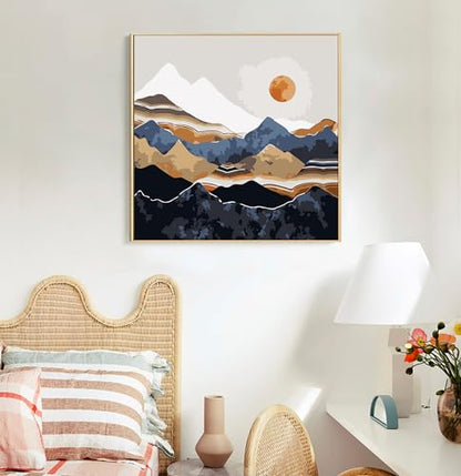 Framed Paint by Numbers Kit for Adults Beginners & Kids Ages 8-12, Abstract Mountain Acrylic Easy Paint by Number with Frame, Paint by Number Kits on Canvas Framed (10 * 10 Inch, without Easel) - color: BOP1PF09, size: 10 x 10 Inch