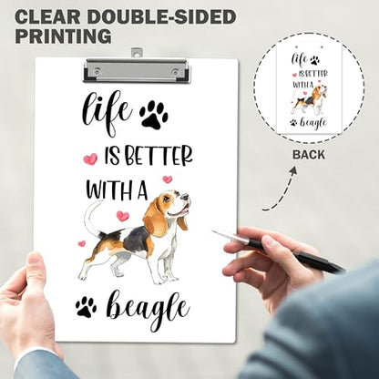 Dog Clipboard, Beagles Gifts ClipBoards with Low Profile Clip for Woman Man Teachers Students, Beagle ClipBoards Suitable for School Office, 12.6 x 9 Inch Size - C05 - style: Life Is Better With A Beagle