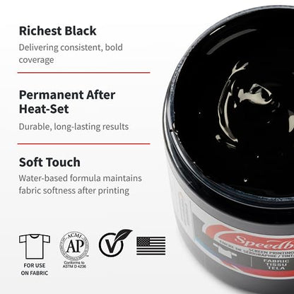 Speedball Fabric Screen Printing Ink, 8-Ounce, Black for T-Shirt and Silkscreen Printmaking - color: Black, size: 8 fl oz
