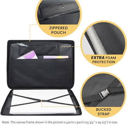 JJRING Art Portfolio Case, Wire Framed Nylon Portfolio Tote, Art Storage Bag in 23 Inches by 17 Inches, Great Carrying Bag for Artworks, Posters, Drawings, Prints(Black) - size: 23 Inches by 17 Inches