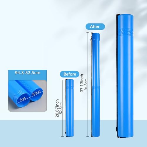 Fancyes Poster Storage Tube Round Storage Case 20"-37" Extendable with Adjustable Strap for Paper Rolls Drawings Documents, Blue - color: Blue