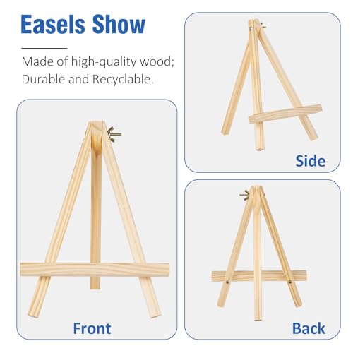 Falling in Art 12 Pack Mini Wooden Display Easels, 10 Inch Tripod Painting Easel Stand, Portable Art Canvas Holder for Photos, Prints and Signs