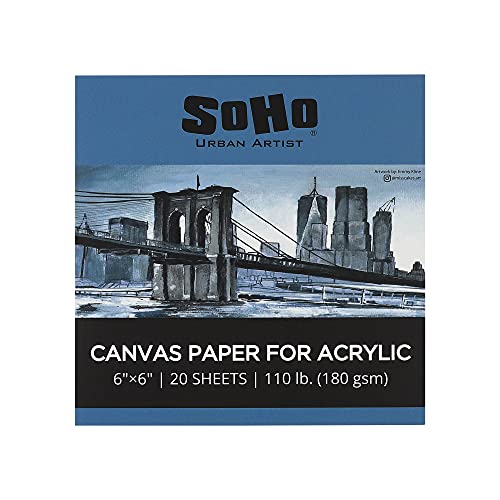 SoHo Urban Artist Acrylic Canvas Pads - Textured Canvas Paper Pad for Painting, Drawing, Pastels, Travel, & More! - [Single - 6x6] - size: 6x6"