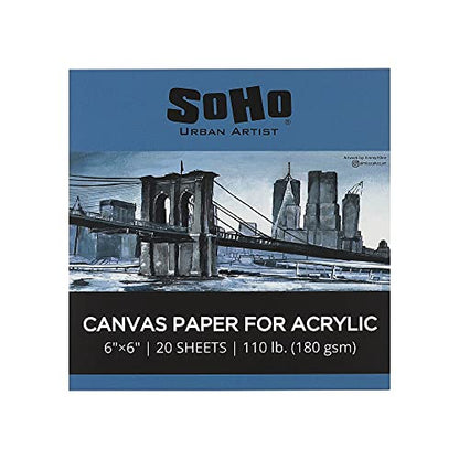 SoHo Urban Artist Acrylic Canvas Pads - Textured Canvas Paper Pad for Painting, Drawing, Pastels, Travel, & More! - [Single - 6x6] - size: 6x6"