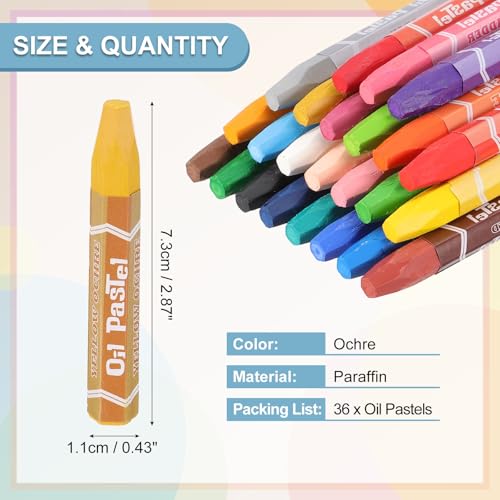 PATIKIL Ochre Oil Pastels, 36Pcs Soft Oil Crayons Pastels Stick Vibrant and Creamy Art Supplies Bulk for Artists Beginners Art Painting Drawing Blending Graffiti Gallery - color: Ochre